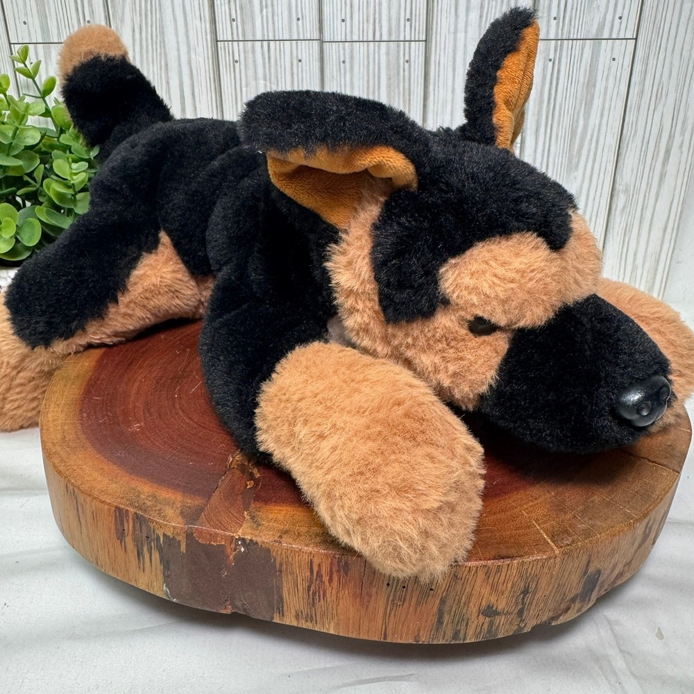 FAO Schwarz German Shepherd Plush Stuffed Animal Black Tan Dog PA-18759